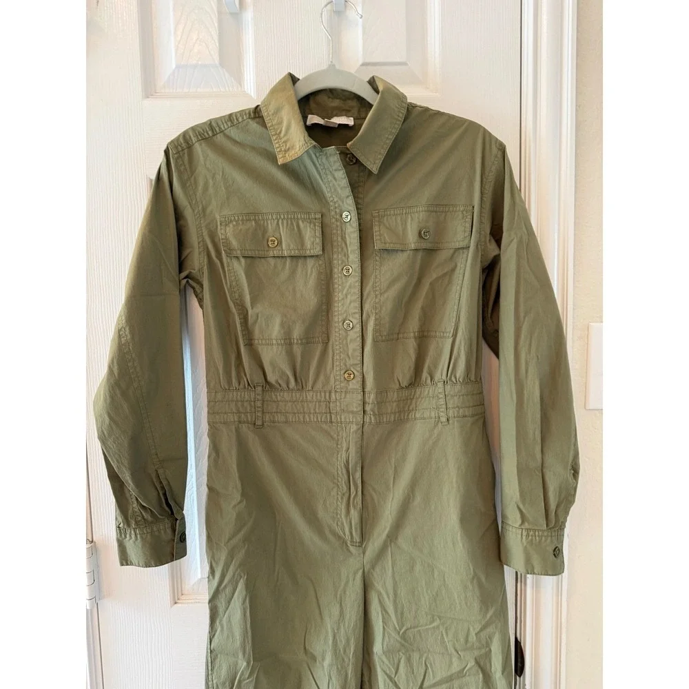 Michael Kors Olive Utility Jumpsuit Cargo Safari Military Chic Medium‎
